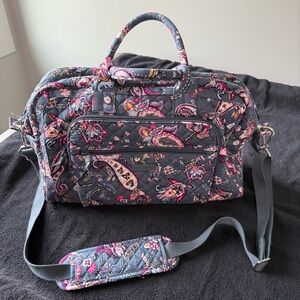 Floral Quilted Women's Bag - Gray and Pink